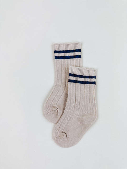 Navy & Cream Crew Sock