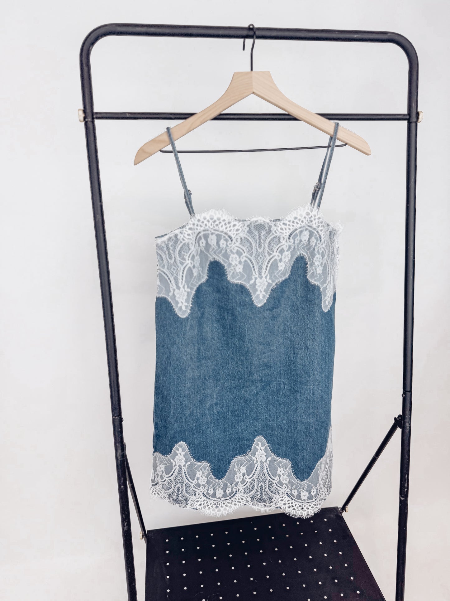 Lace Denim Mini Dress