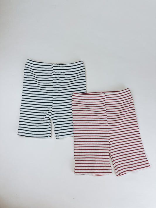 Striped Ribbed Biker Short